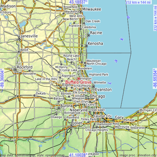 Topographic map of Buffalo Grove