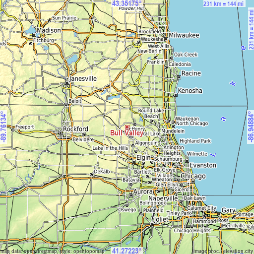 Topographic map of Bull Valley