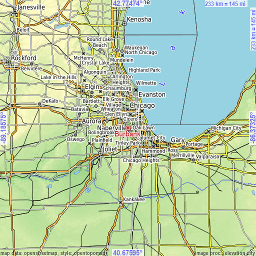 Topographic map of Burbank