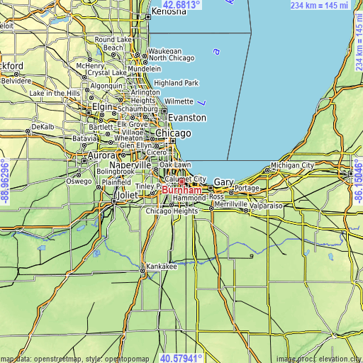 Topographic map of Burnham