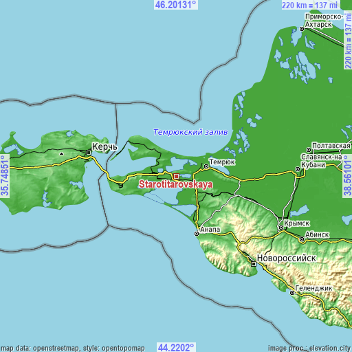 Topographic map of Starotitarovskaya