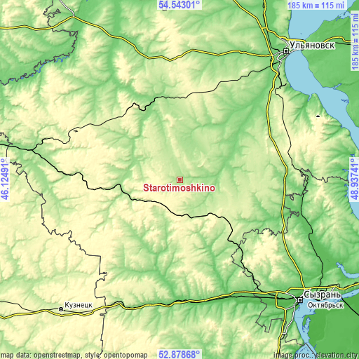 Topographic map of Starotimoshkino
