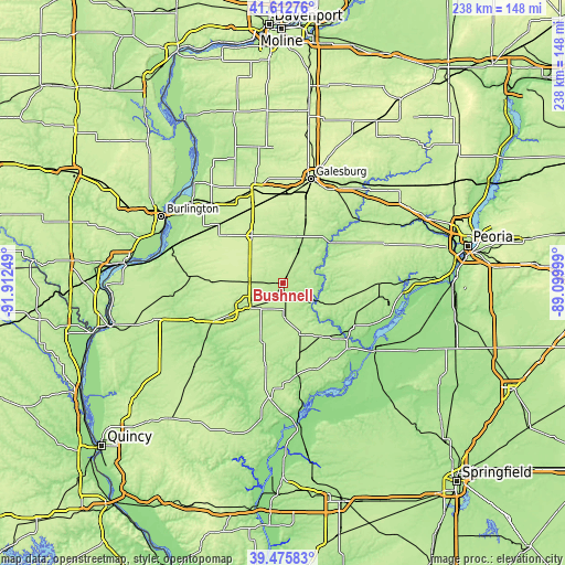 Topographic map of Bushnell