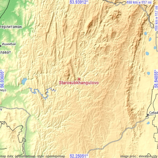 Topographic map of Starosubkhangulovo