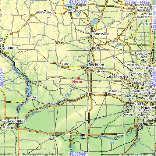 Topographic map of Byron