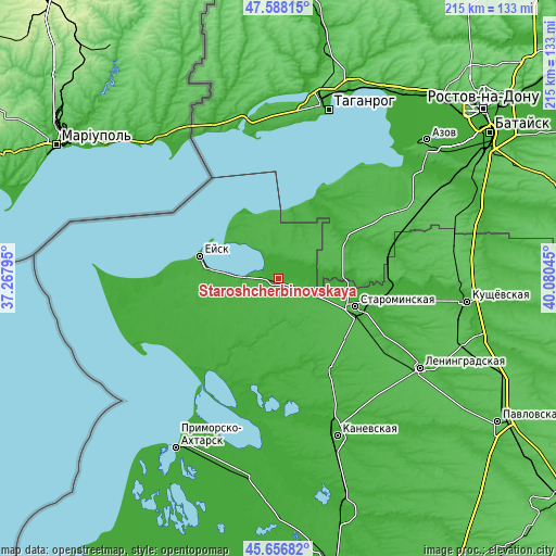 Topographic map of Staroshcherbinovskaya