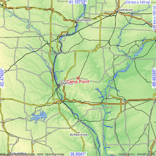 Topographic map of Camp Point