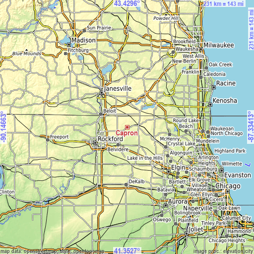 Topographic map of Capron