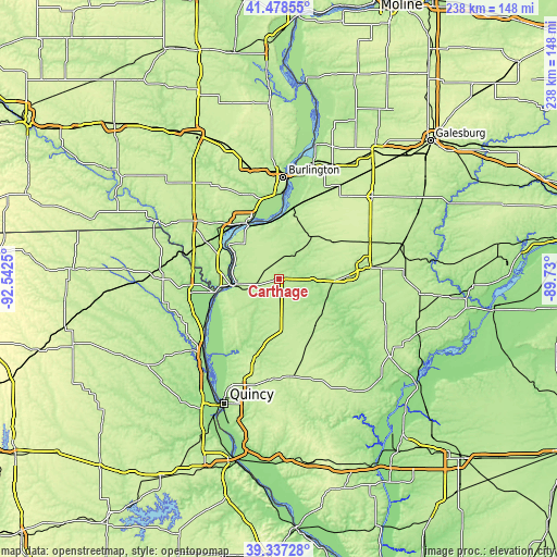 Topographic map of Carthage