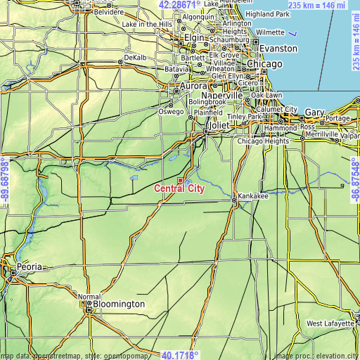 Topographic map of Central City