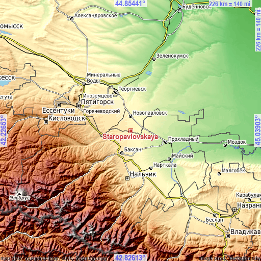 Topographic map of Staropavlovskaya