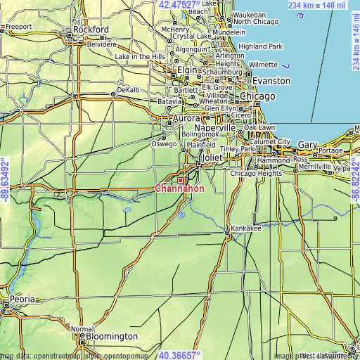 Topographic map of Channahon