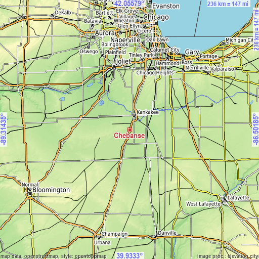 Topographic map of Chebanse