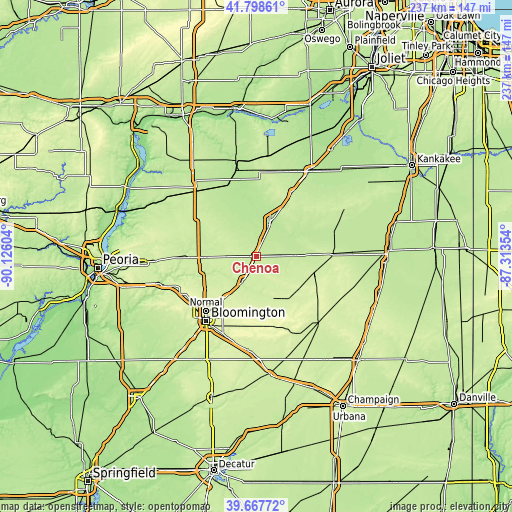 Topographic map of Chenoa