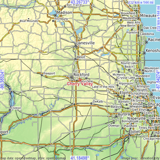 Topographic map of Cherry Valley