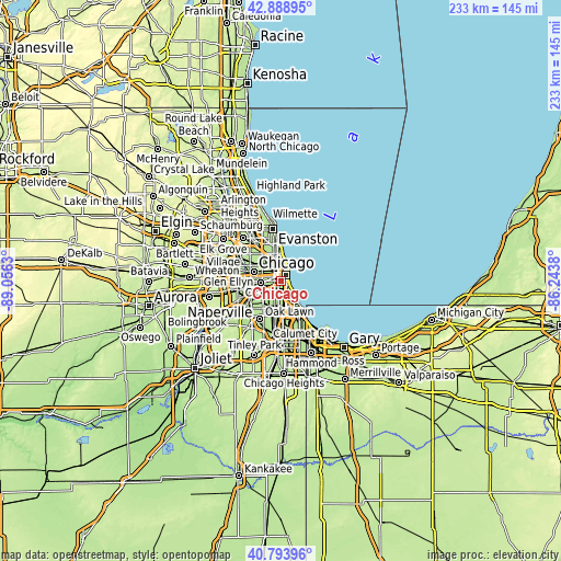 Topographic map of Chicago