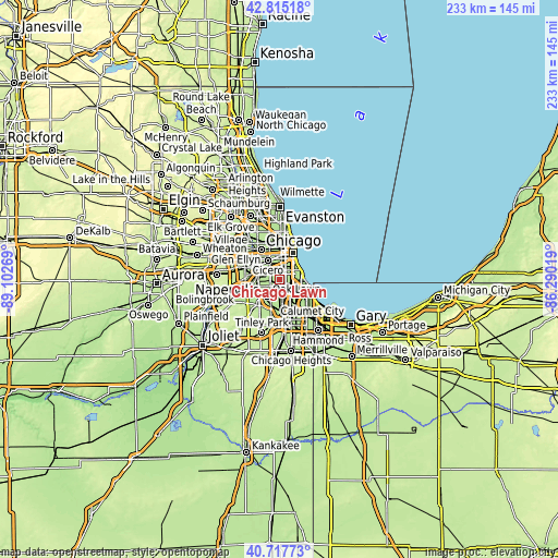 Topographic map of Chicago Lawn