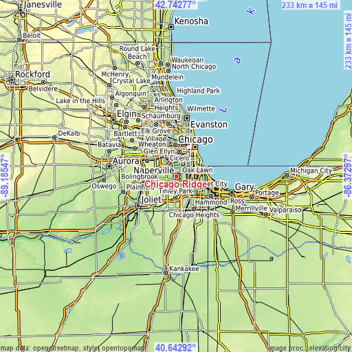 Topographic map of Chicago Ridge