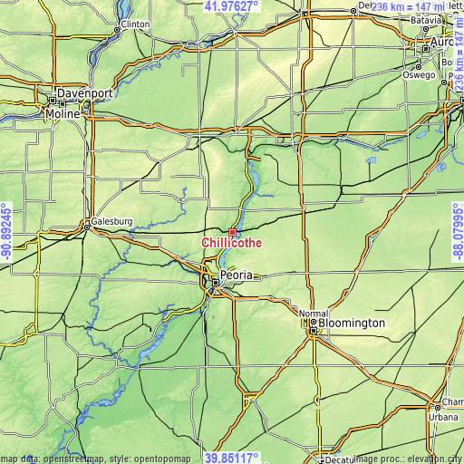 Topographic map of Chillicothe