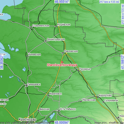 Topographic map of Staroleushkovskaya