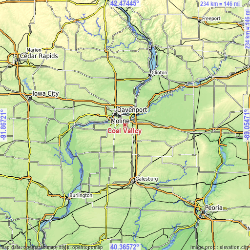 Topographic map of Coal Valley