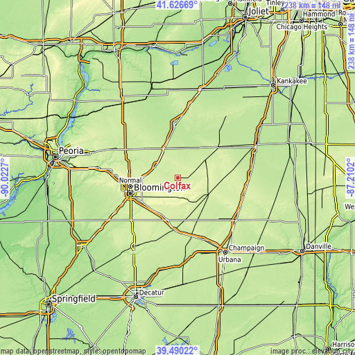 Topographic map of Colfax