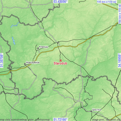 Topographic map of Starodub