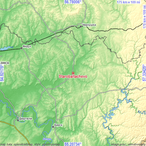 Topographic map of Starobaltachevo