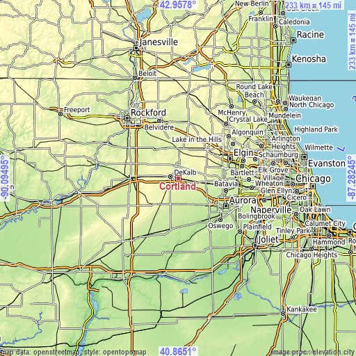 Topographic map of Cortland