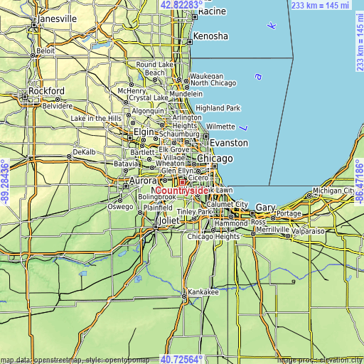 Topographic map of Countryside