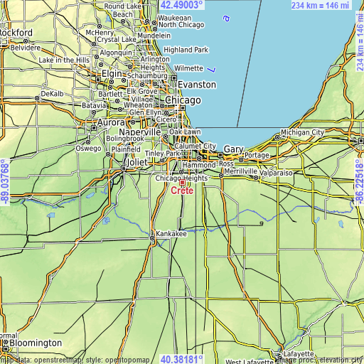 Topographic map of Crete