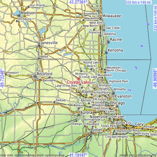 Topographic map of Crystal Lake