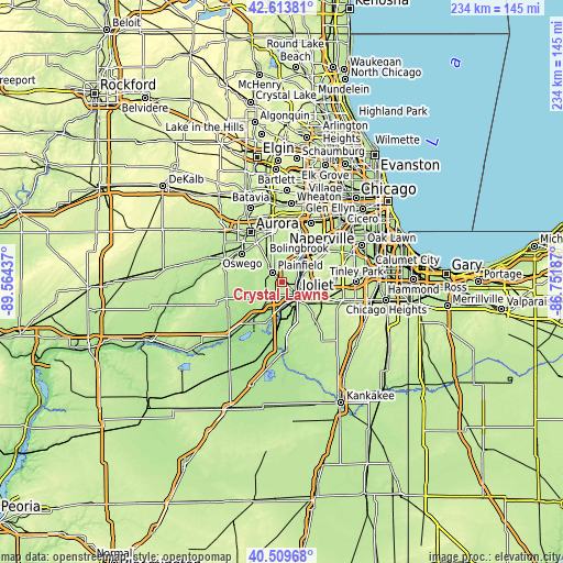 Topographic map of Crystal Lawns