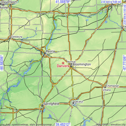 Topographic map of Danvers