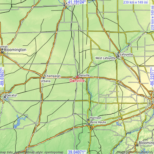 Topographic map of Danville