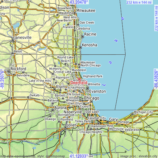 Topographic map of Deerfield