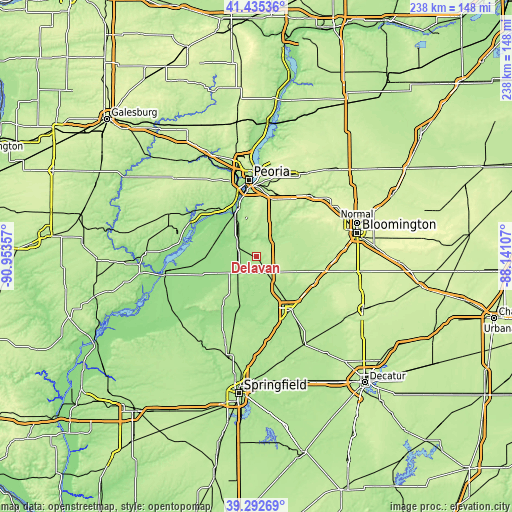 Topographic map of Delavan