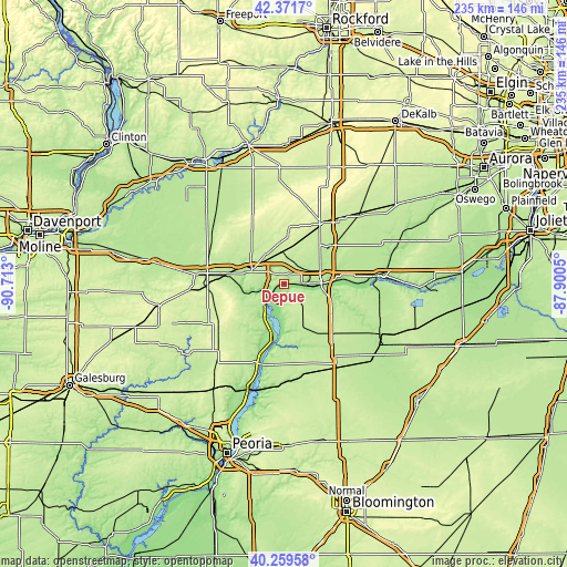 Topographic map of Depue