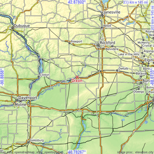 Topographic map of Dixon