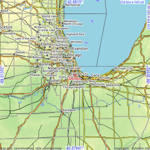 Topographic map of Dolton