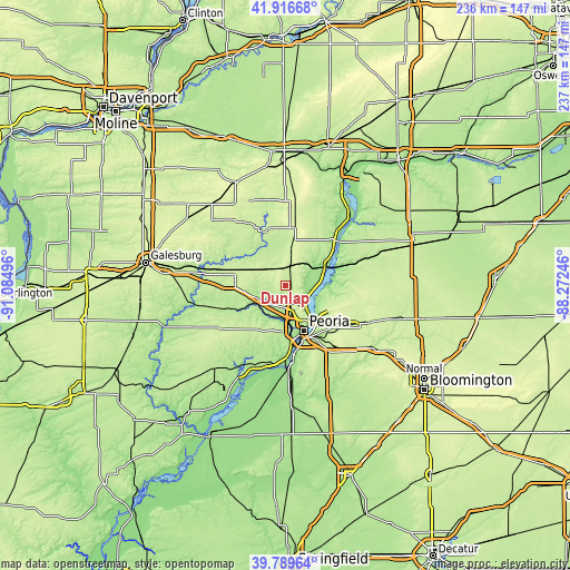 Topographic map of Dunlap