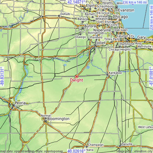 Topographic map of Dwight