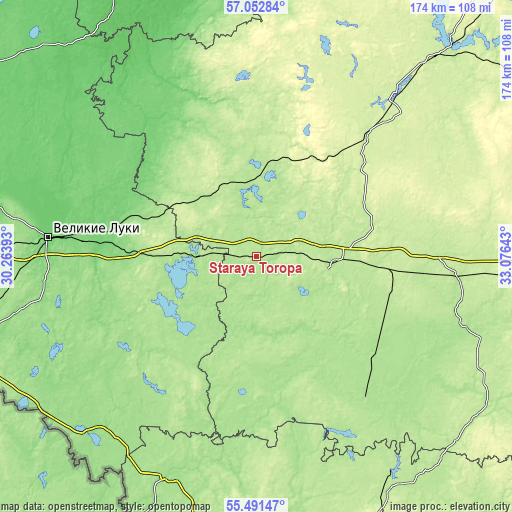 Topographic map of Staraya Toropa