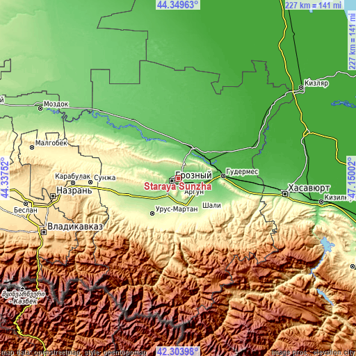 Topographic map of Staraya Sunzha