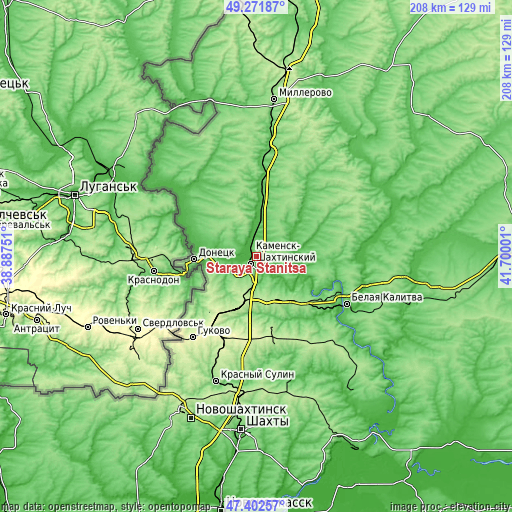 Topographic map of Staraya Stanitsa