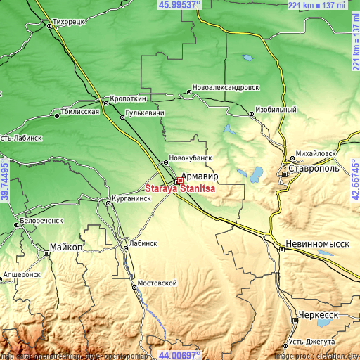 Topographic map of Staraya Stanitsa