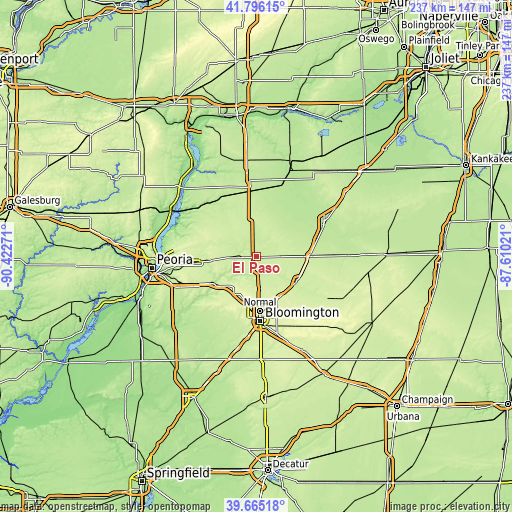 Topographic map of El Paso