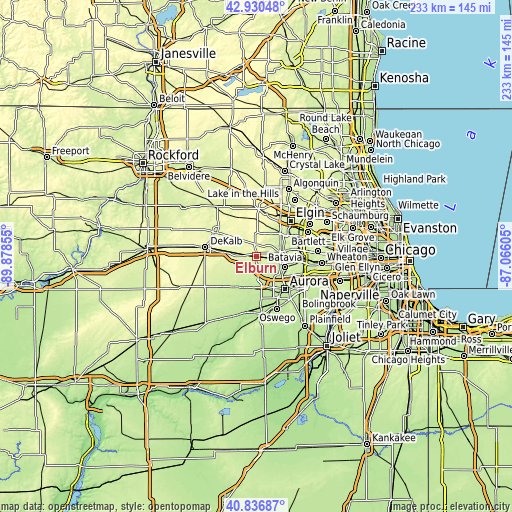 Topographic map of Elburn