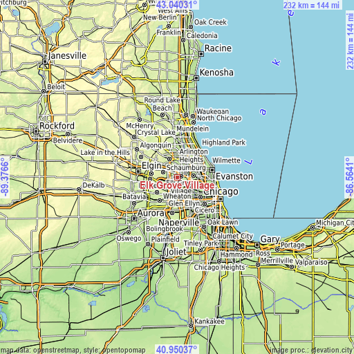 Topographic map of Elk Grove Village