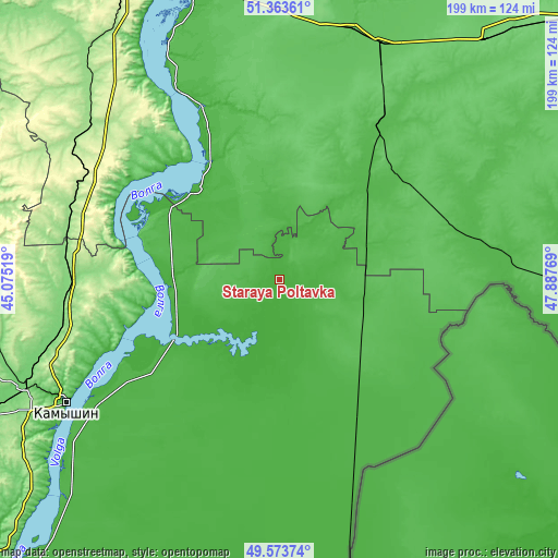 Topographic map of Staraya Poltavka